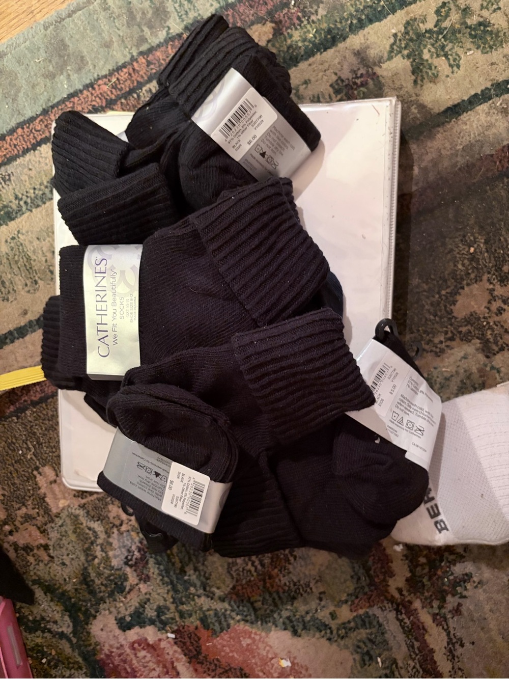 Catherines  Ladies Black Ribbed Crew Athletic Socks - Multiple Pack of 10